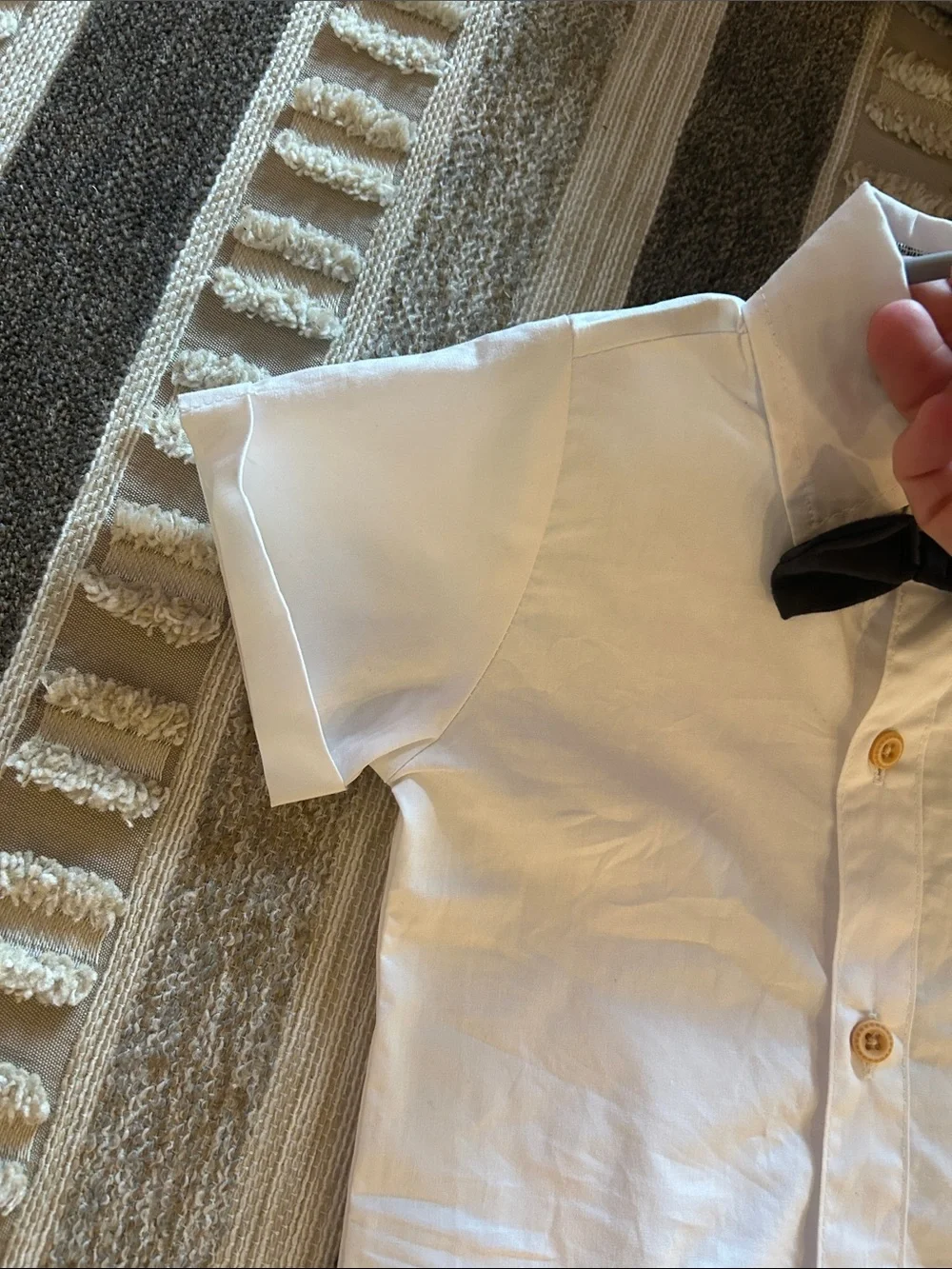 Source Unknown White Short-Sleeve Baby Bodysuit with Black Bow Tie